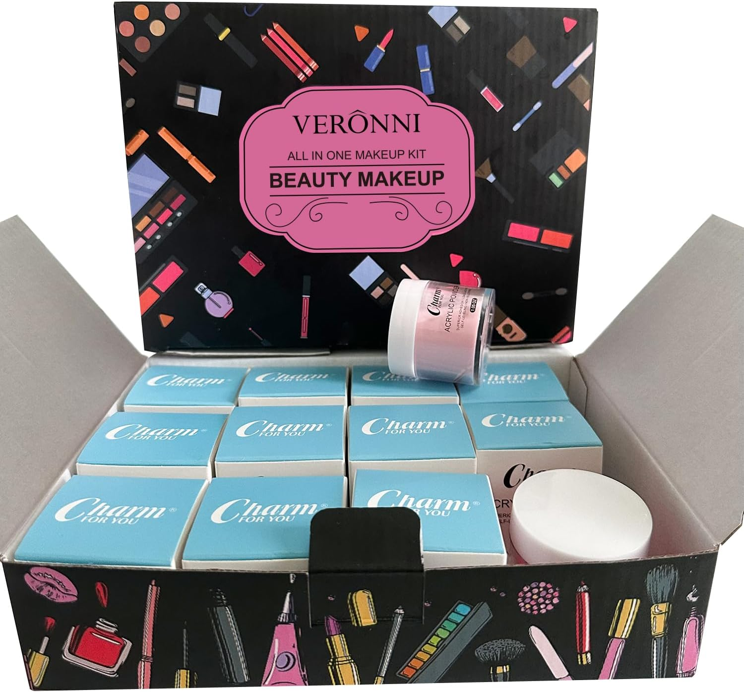 VERONNI Acrylic Nail Kit,3 Colors Acrylic Nail Powder Set for Acrylic Nail Extension 3D Carving for Nail Art Lover Beginner (30G 12 Colors) image number 5