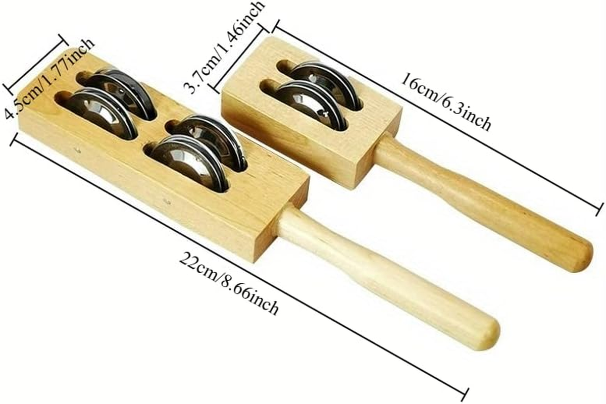 Wooden Sleigh Bells, Eco-Friendly Percussion Instrument for Rhythm Training, Music Creation & Festival Decor, Handcrafted with Sustainable Wood, Ideal for Musicians, Events&Sound Therapy (2Bell+4Bell) image number 1