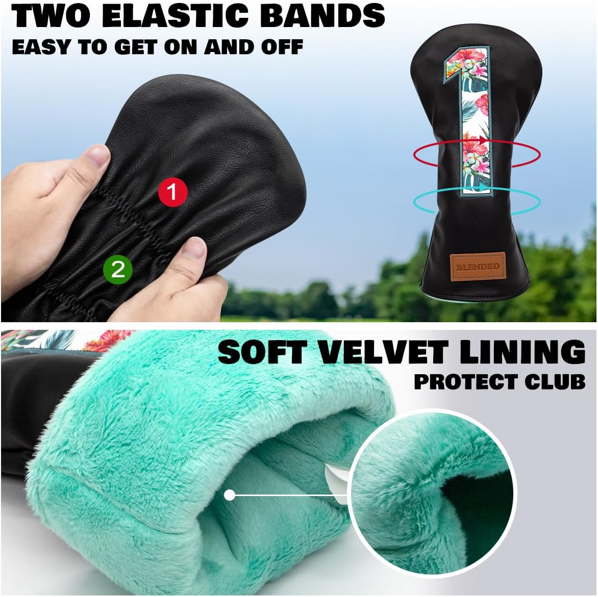 BAIRBRE Golf Club Covers Driver Covers Fairway Wood Head Cover Hybrid Headcover 3 Wood Headcovers Leather 3 Wood Headcovers Golf Head Covers for Scotty Cameron Taylormade Titleist Odyssey,Black image number 3