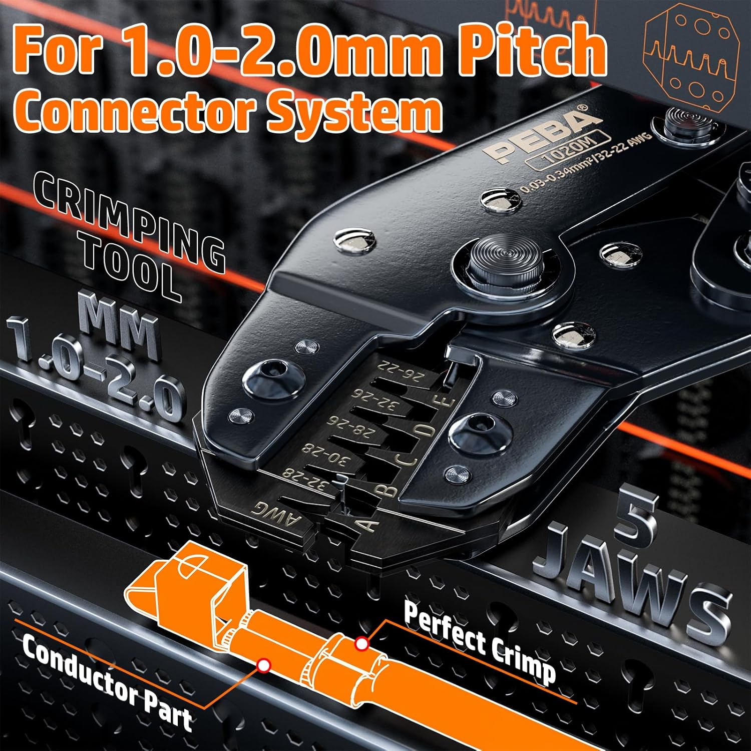 PEBA JST Ratcheting Crimper 32-22 AWG for 1.0Mm/1.25Mm/1.5Mm/2.0Mm Pitch Micro Connectors, Crimping Tool for JST-SH 1.0Mm/Gh 1.25Mm/Zh1.5Mm/Ph 2.0Mm, Molex TE Terminals - Precision JST Crimp Tool image number 2