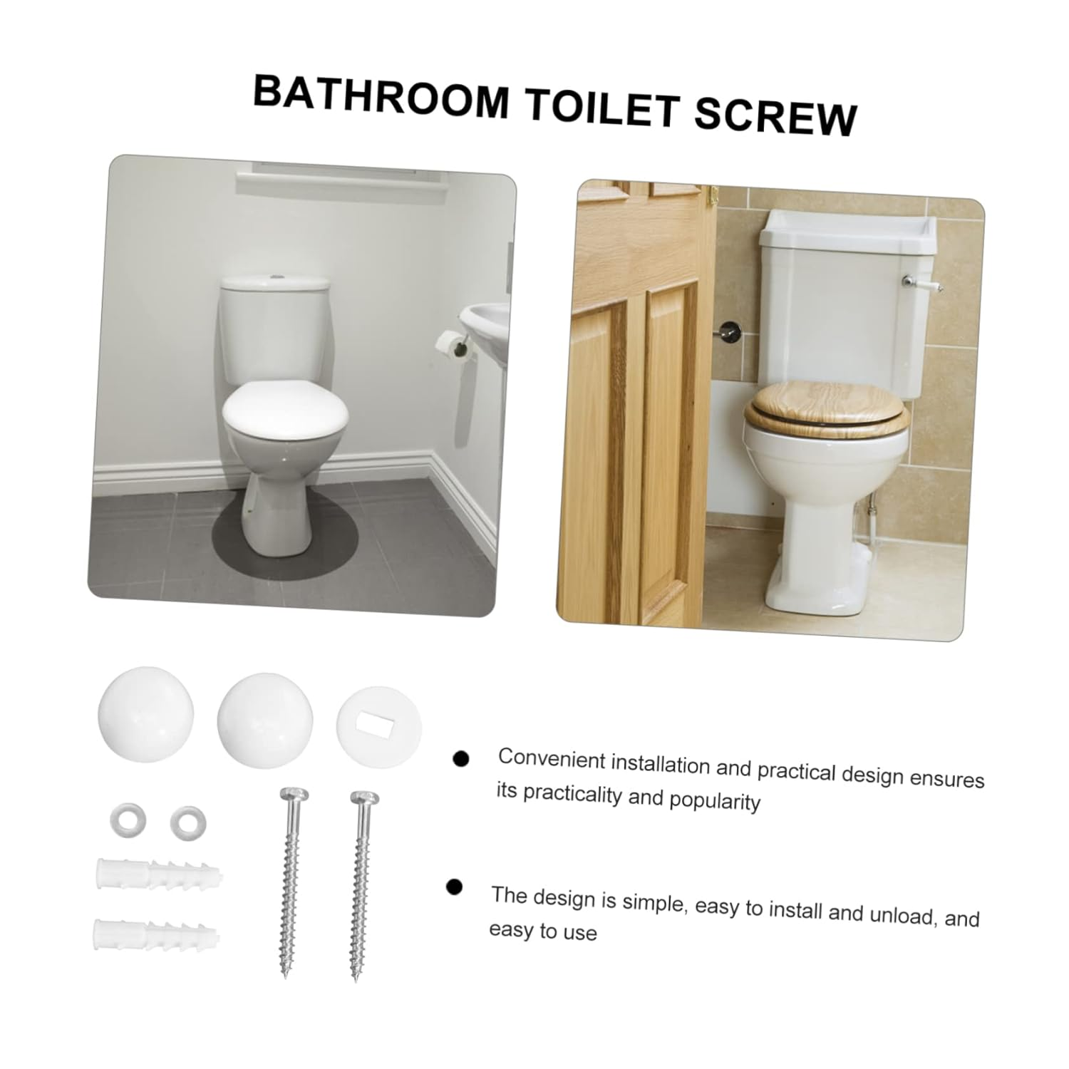 Tofficu 2Sets Toilet Screw Decorative Covers Fixed Toilet Accessories Bathroom Bolts Cover Easy Install image number 3