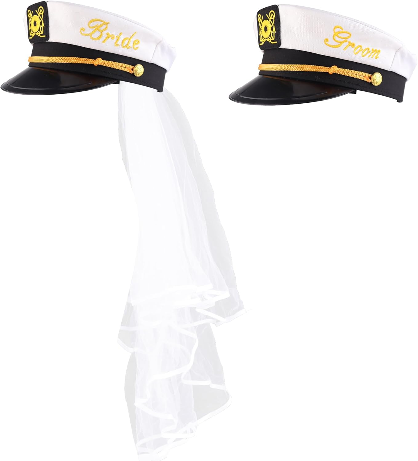 Bride & Groom Captain'S Hats - Nautical Bachelor Bachelorette Party Hat | Fun Bridal Shower Accessory Accessories Women Gifts