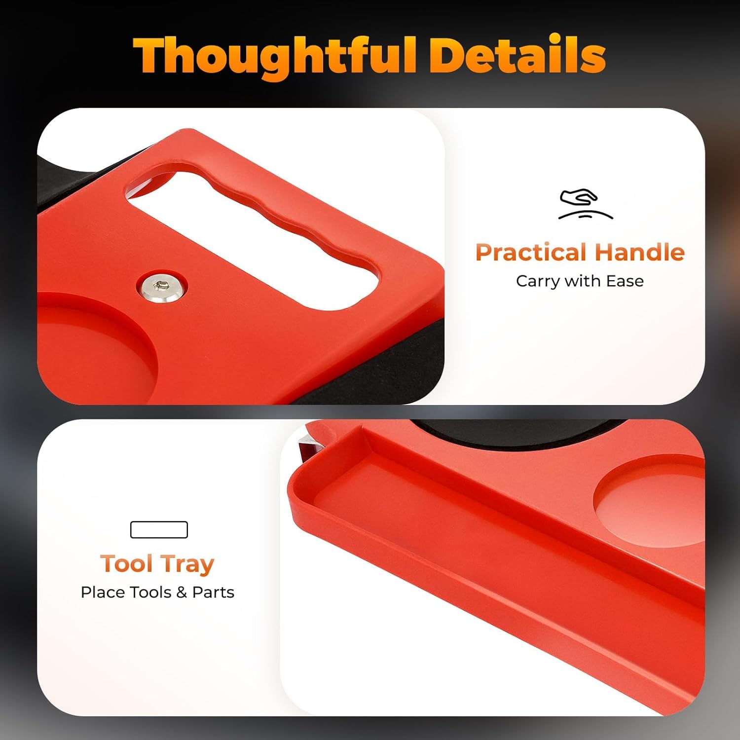 Rolling Knee Creeper, Sponge Cushioned Knee Pads Movable Knee Dolly with Tool Tray for Garage Workshop Auto Repairing Maintaining image number 1