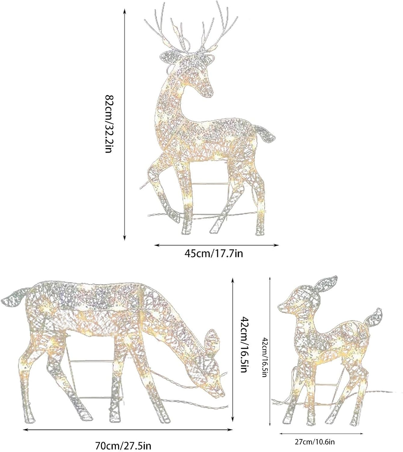 Christmas Reindeer Decoration - Festive Weatherproof Lighted Deer,Christmas Yard Standing Fawn Decoration with White Lights, Elk Ornament image number 4