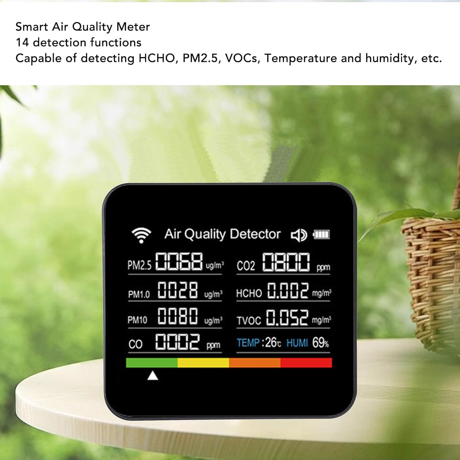 14 in 1 Indoor Air Quality Meter with Precise Sensor Wifi Connectivity Clear Display Screen for Smart APP image number 2