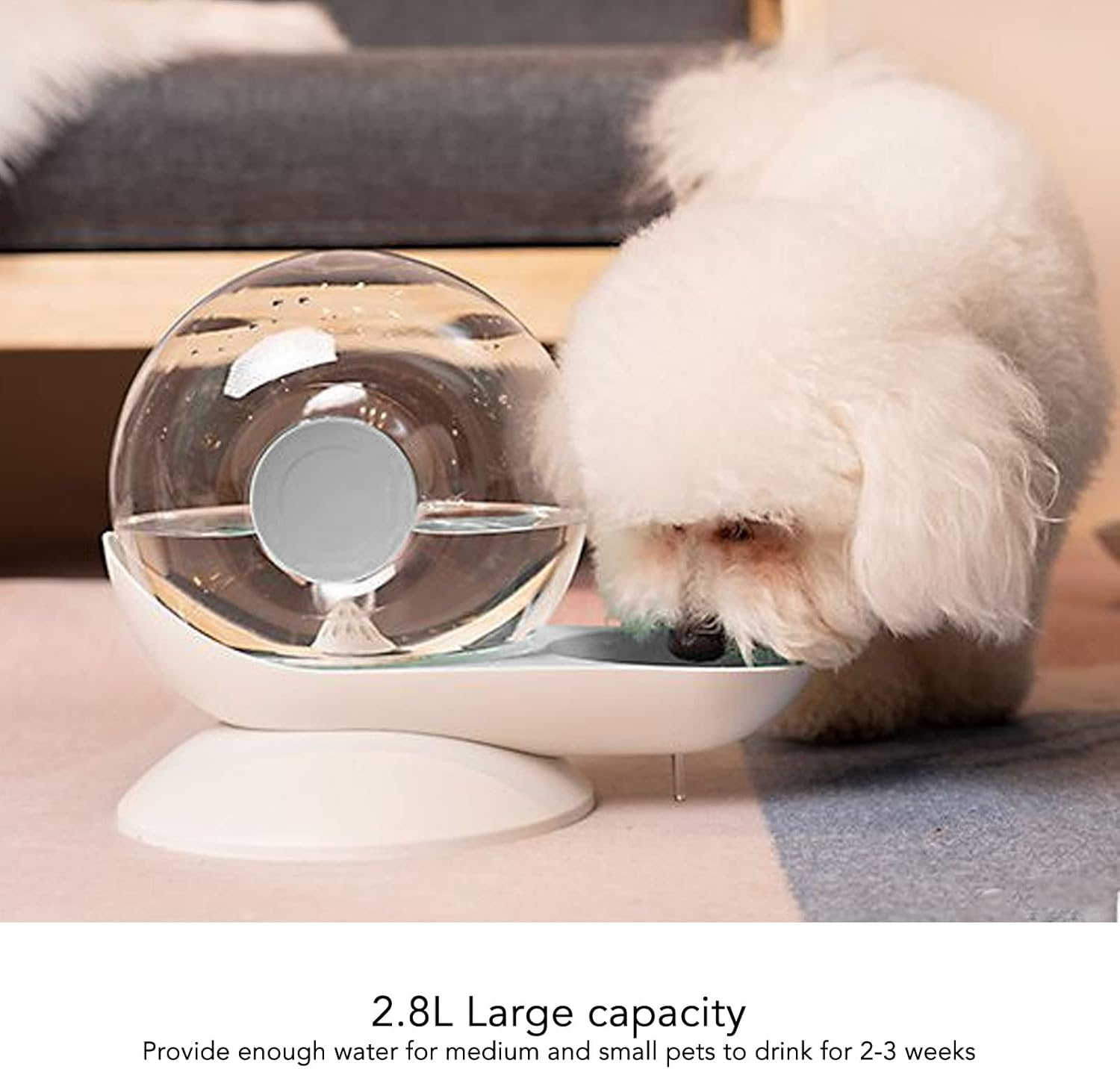 Water Dispenser Dog, Cat Drinker, Large Capacity Leak-Proof, Automatic Drinking Fountain, 2.8 Litres, Wet Feeder for Cats, Drinking Fountain for Dogs, Transparent image number 4