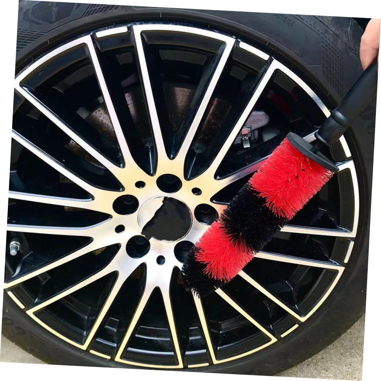 HONMEET Elastic Brush Tire Cleaning Brush 3 Pcs Set for Car Wheels Rim and Tire Scrubber with Long Handle Bendable Non-Scratching Bristles for Automotive Wheel Care Detailing image number 4