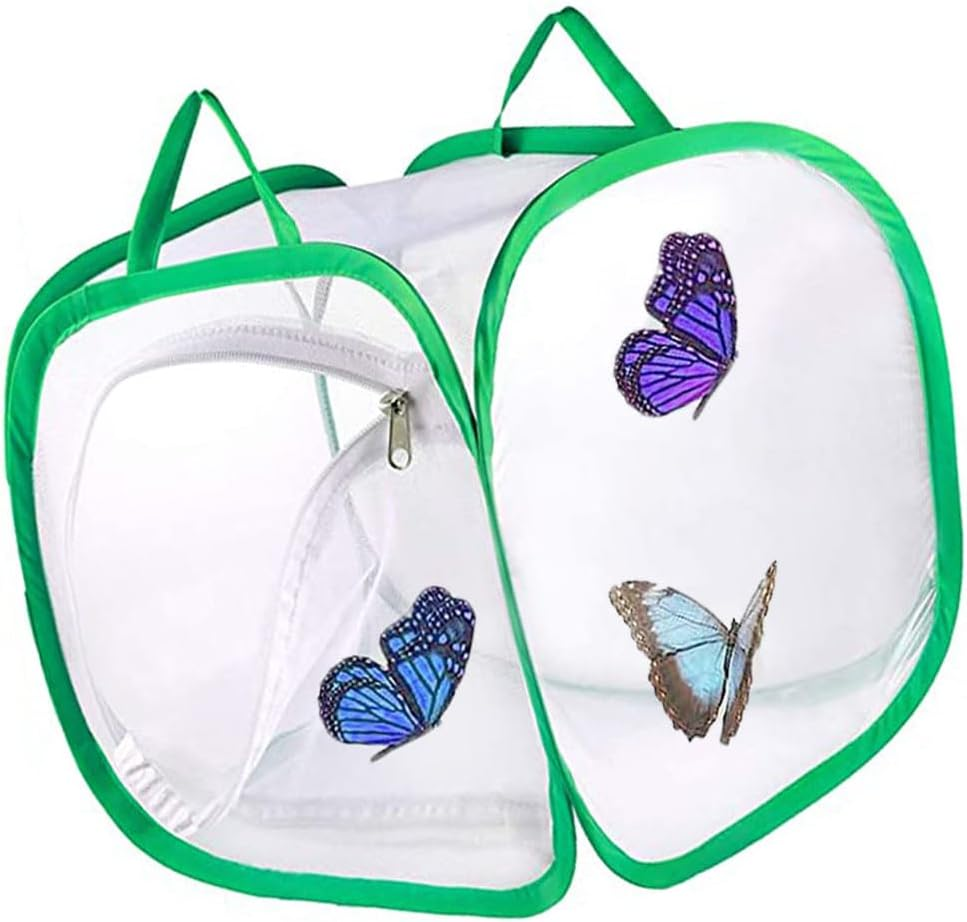 Butterfly and Insect Habitat Cage - Outdoor Collapsible Mesh Net Enclosure Terrarium for Stick Insects (Green, 30&times;30&times;30Cm) image number 1