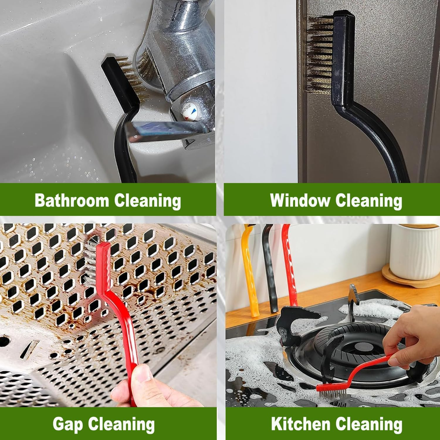 BEANPRECOY 8Pcscrevice Cleaning Brushes Hard Bristle Scrub Brush Set for Toilet Bathroom & Kitchen Grout Brush with Durable Handle for Groove Corner and Tile Cleaning Home Essentials Cleaning Supplies image number 2