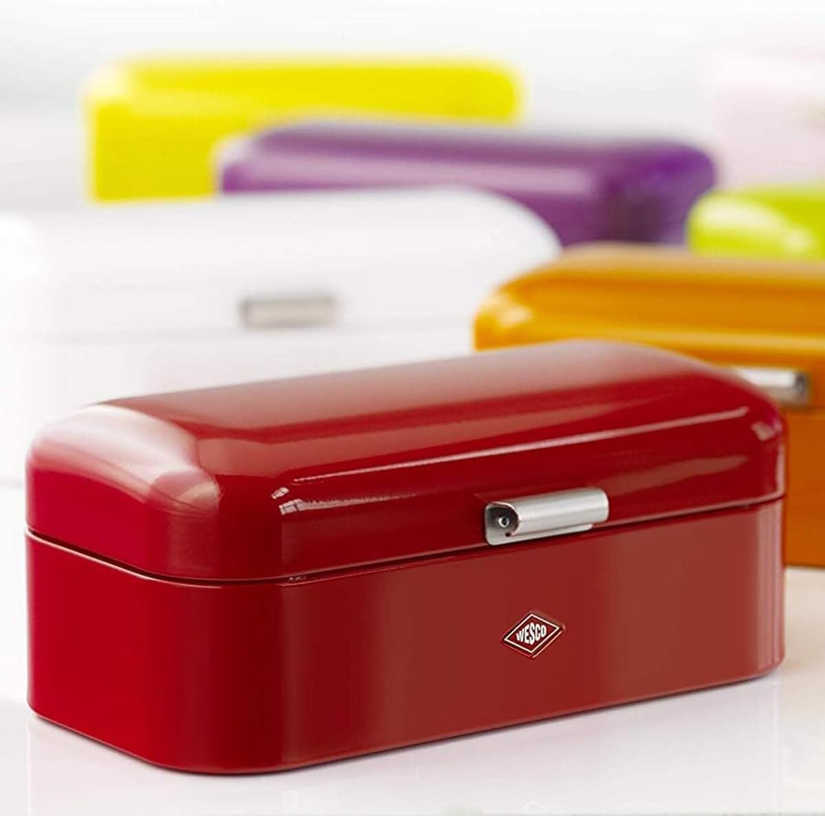 Wesco Grandy Bread Bin in Matt White, Powder-Coated Sheet Steel, Ventilation Holes and Sturdy Handle - Graphite Matt image number 7