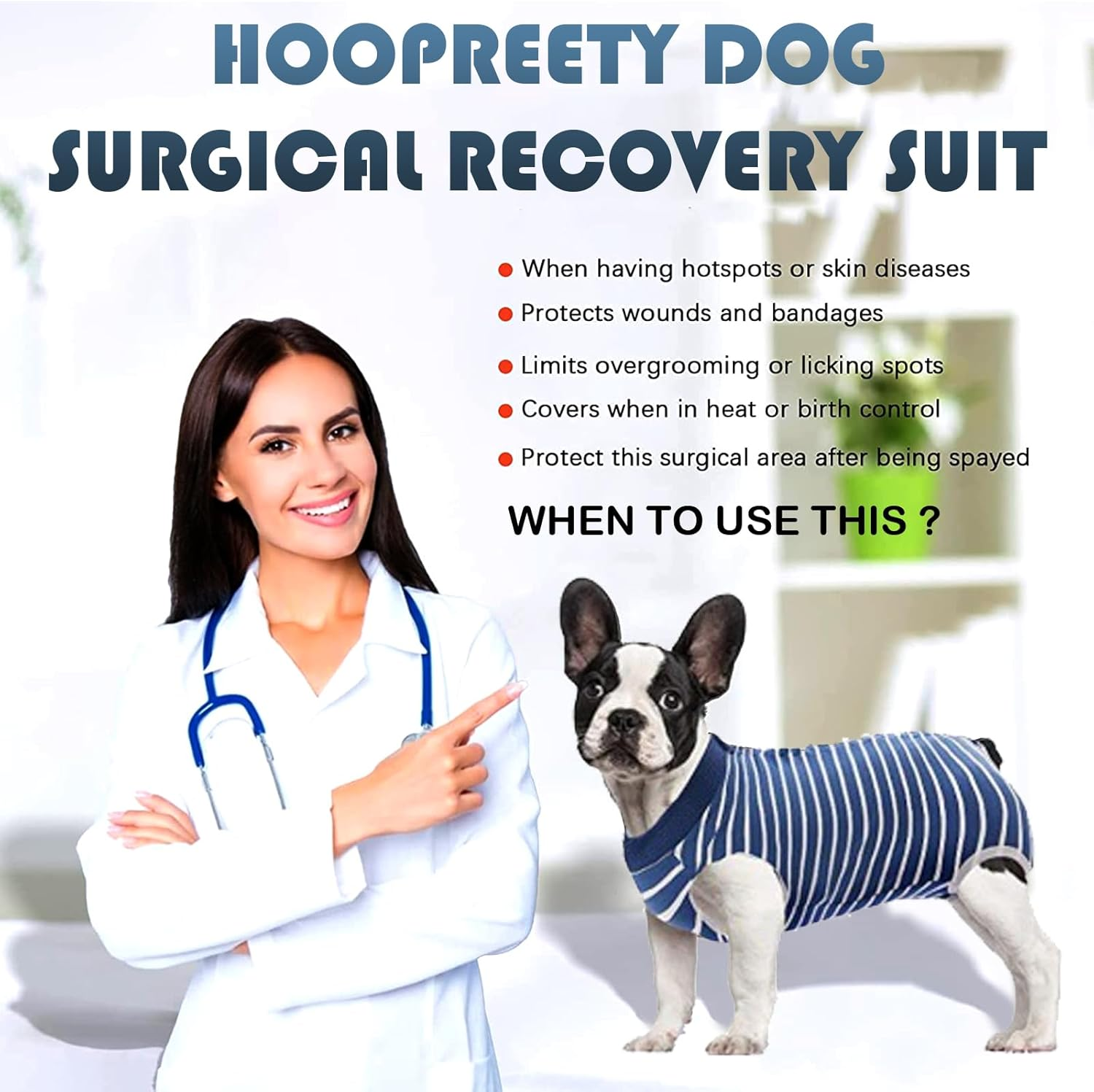 TYXHXTF 2PCS Dog Surgery Recovery Suit Dog after Surgery,Dog Recovery Suit Female Male,Dog Body Suit after Surgery,Post Surgery Dog Onesie,Adjustable Dog Post Surgery Body Suit(Blue)
