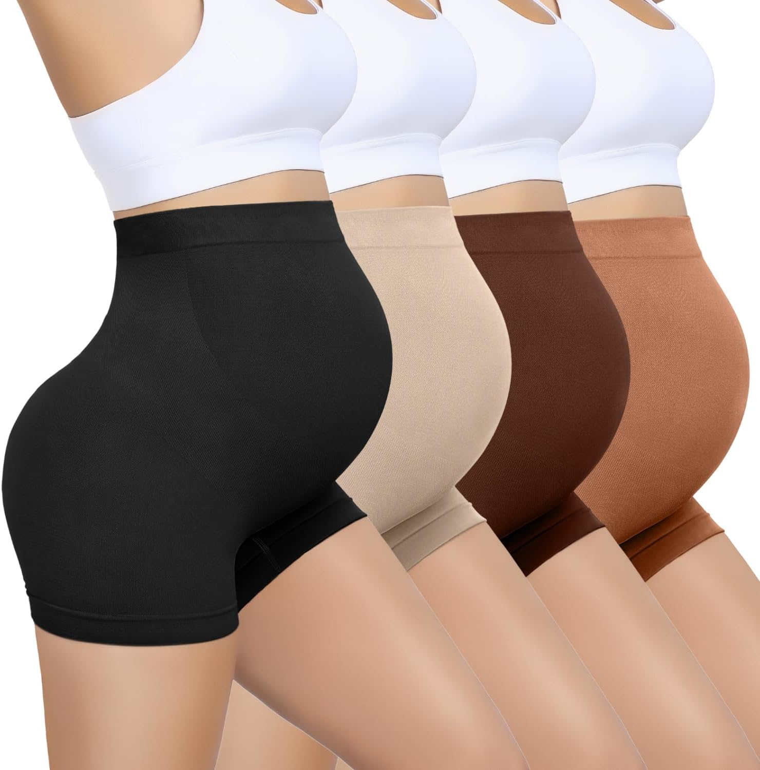 Seamless Maternity Underwear over Belly Support Boyshorts, Pregancy Shapewear Panties for Women