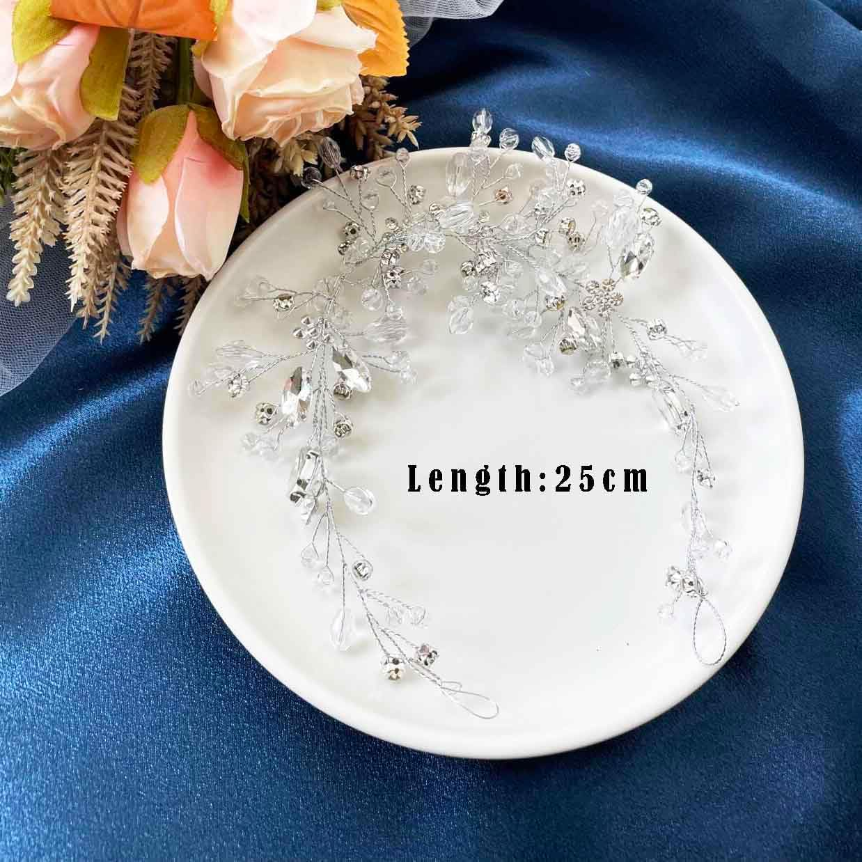 Resweky Bride Wedding Flower Hair Vine Silver Rhinestone Crystal Bridal Hair Pieces Beads Wedding Hair Band Accessories for Women Girls