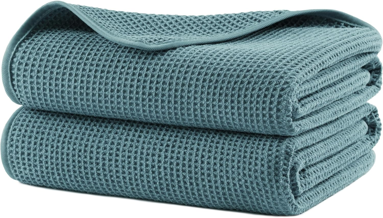 POLYTE 380 GSM Microfibre Oversize Quick Dry Lint Free Waffle Bath Towel for Body, 76.2 X 152.4 Cm, Set of 2