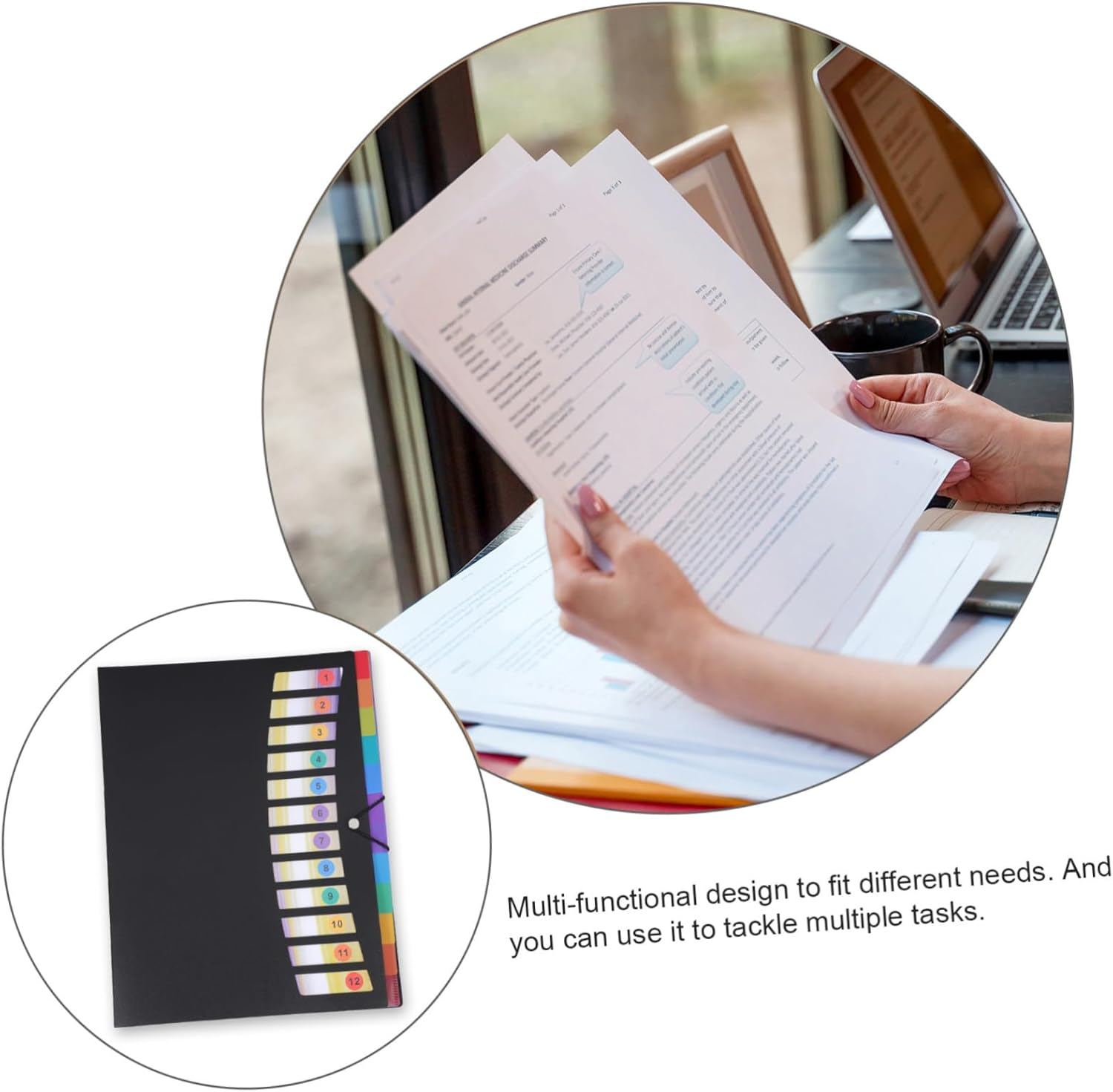 FIXOSHEE Portable Document Folder File Bag Expanding Pockets Stylish and Dignified for Teachers Students Engineers image number 5