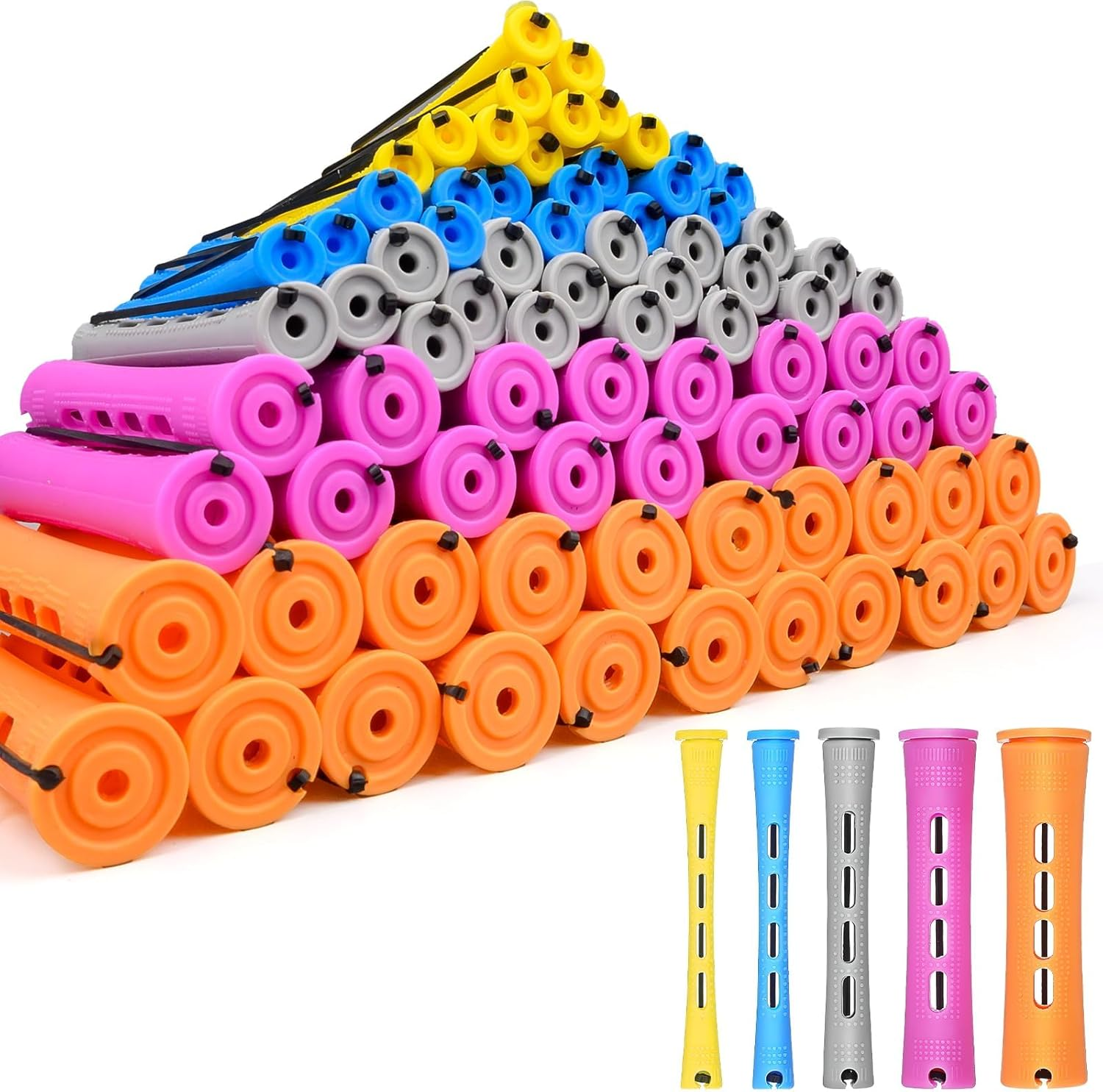 Pack of 300 Perm Rollers, Small Hair Rollers in 5 Sizes, Hair Rollers with Elastic Band for Long & Short Hair, Natural Large Medium Small Curls, 0.7/0.9/1.5/1.9/2.2 Cm image number 6