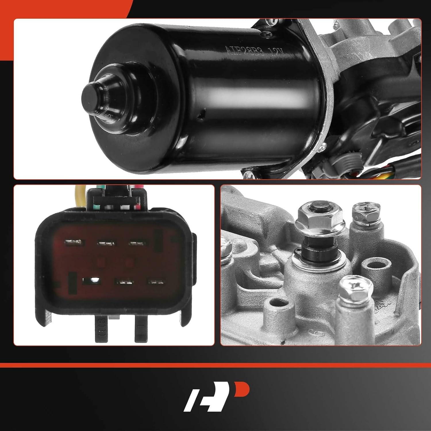 A-Premium Front Windshield Wiper Motor Compatible with Jeep Vehicles - TJ 2003-2006, Wrangler 2003-2006, Sport Utility, 5-Pin - Replace# 55156374AC