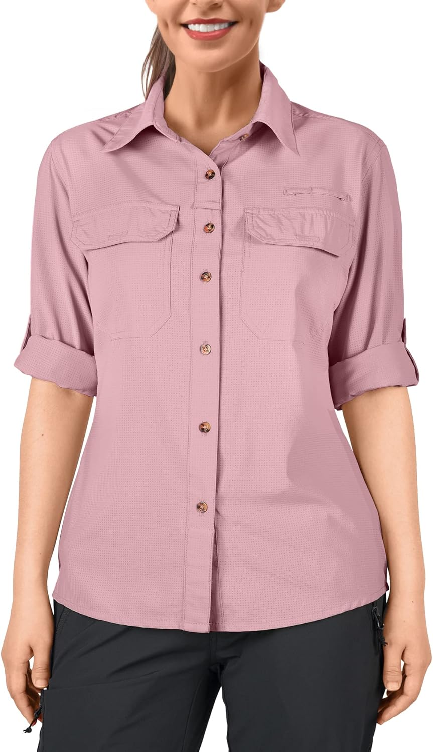 33,000Ft Women'S Hiking Shirts UPF50+ UV Protection Outdoor Shirt Quick Drying Casual Shirt Long Sleeve Functional Shirt Fishing Shirt for Walking Safari Travel Golf image number 3