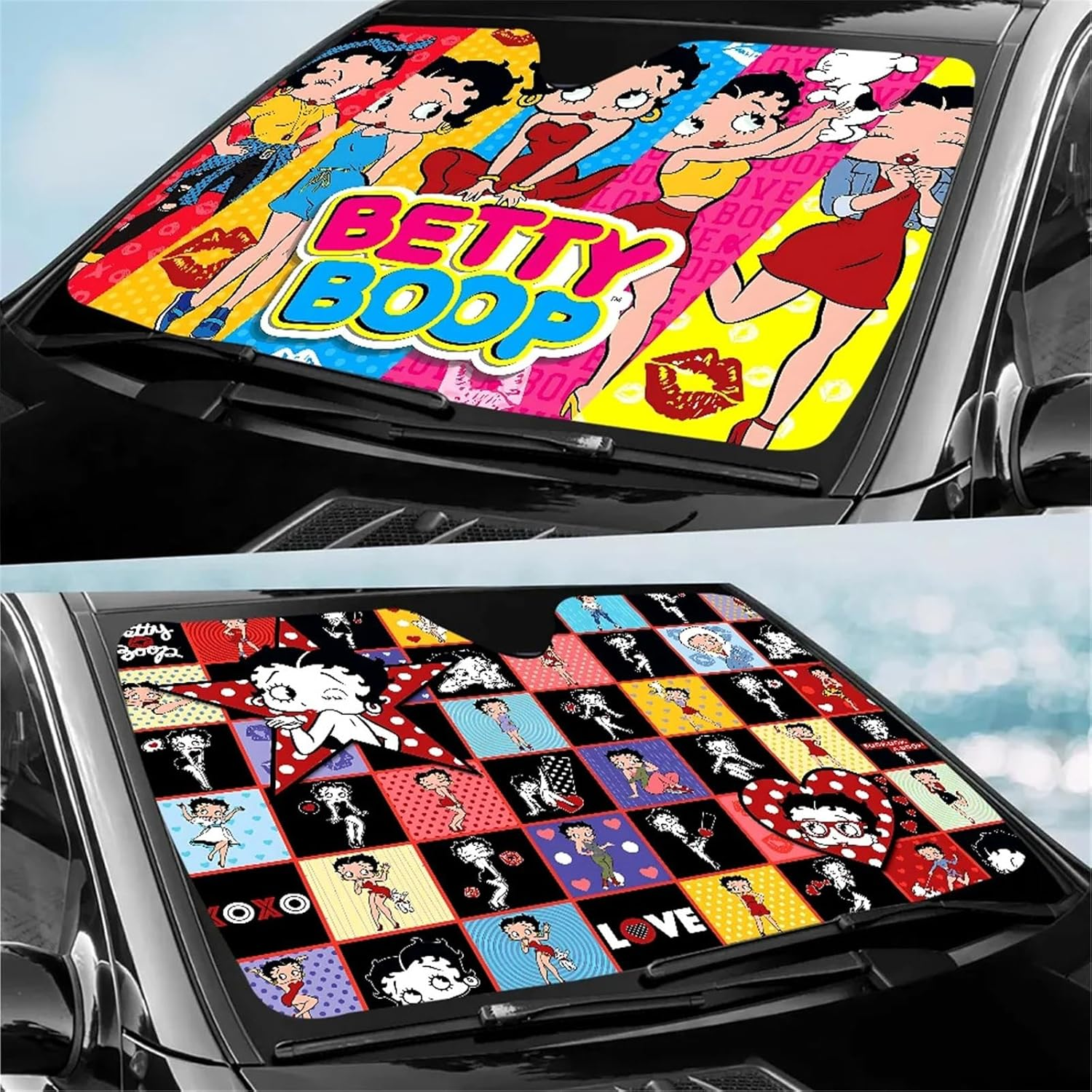 B-Betty-Cute-Girl Anime Car Windshield Sunshade Cover Foldable Automotive Sun Shade Visor Window Reflector Cars Keep Car Cool(Z6) image number 3