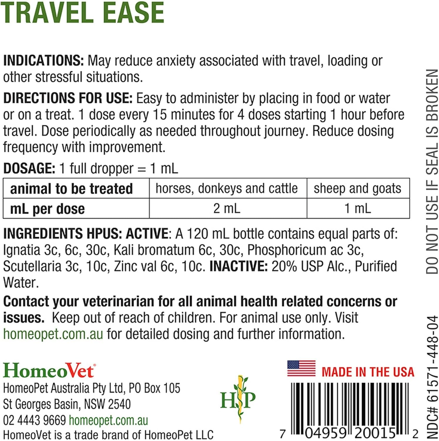 Homeovet Equine Travel Ease 120 Ml - Calming Support for Horse Travel or Transport. a Relaxation Supplement for Horse Anxiety Associated with Travel, Loading, Shipping, Transport and Horse Anxiety image number 3