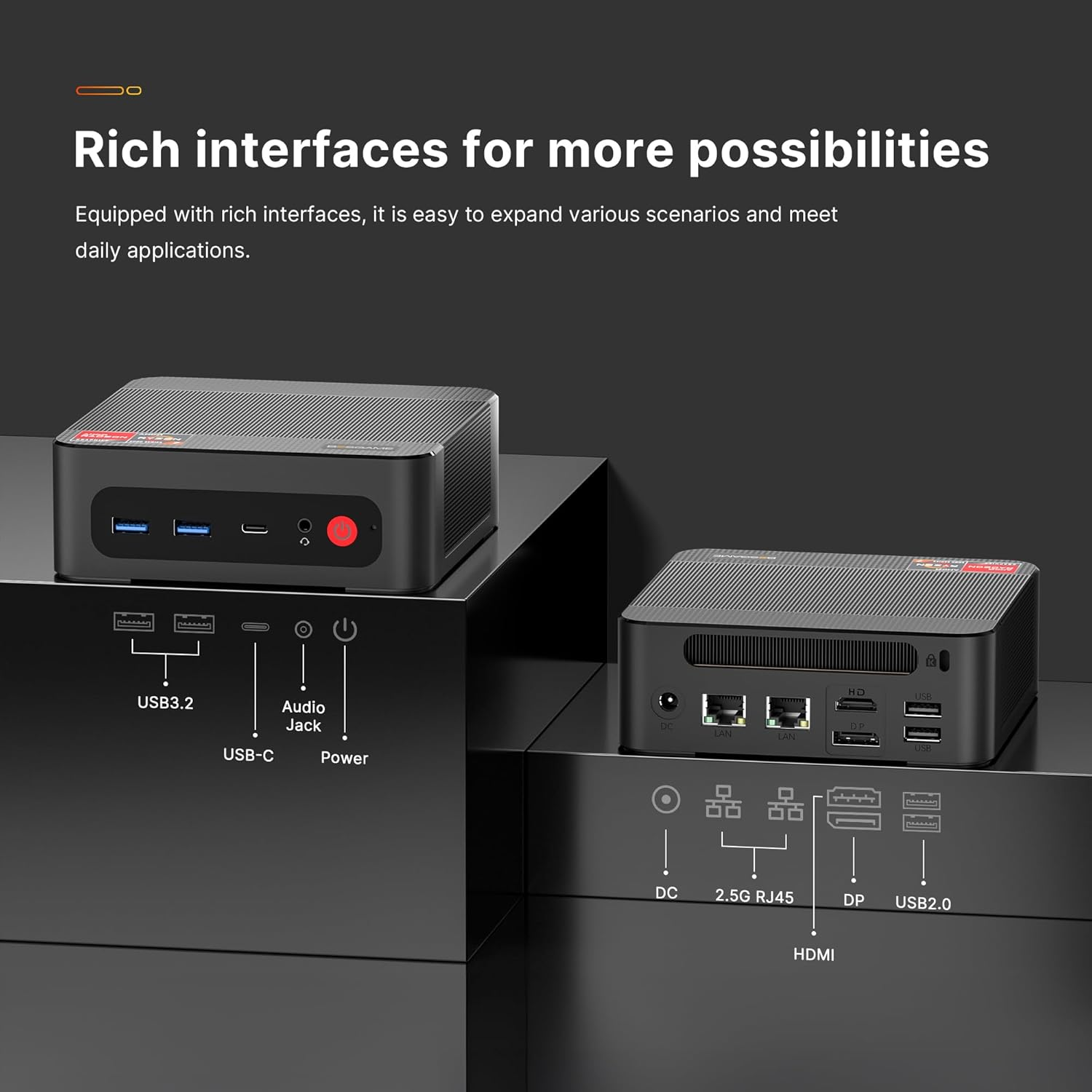 Mini PC BOSGAME P4 Ryzen 7 5825U (Up to 4.5Ghz, 8C/16T) Mini Computers DDR4 32GB RAM 1TB M.2 Pcie Nvme SSD, Mini PC Windows 11 Pro | Dual 2.5G LAN | HDMI&DP&USB-C | 4K60Hz Triple Display | Wifi 6E image number 4