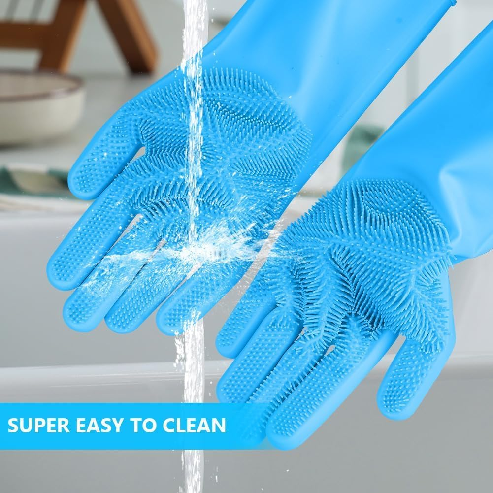 Pet Grooming Gloves -Heat Resistant Silicone Gloves with High-Density Teeth- Massage Mitt with Enhanced Five Finger Design - Efficient Deshedding Glove for Dogs, Cats