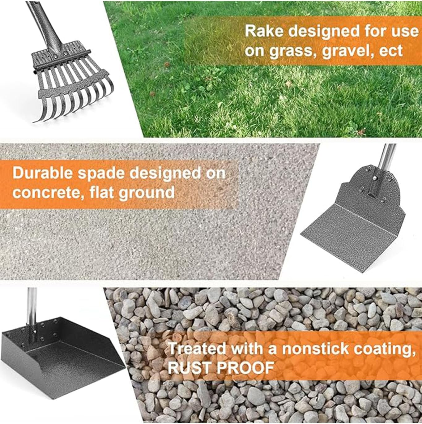 Dog Pooper Scooper, Dog Poop Tray and Rake Set, Adjustable Long - Handle Metal Waste Scoop with Tray for Pet Waste. No - Bending Clean - up in Courtyards & Gardens image number 4