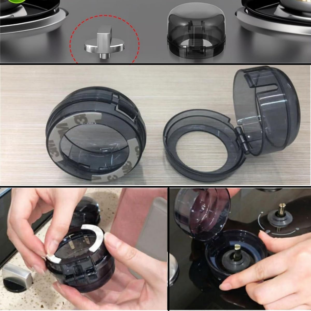 10 Pcs Universal Gas Knob Covers,Gas Stove Knob Safety Cover, Kids Stove Protection Device(Black) image number 2