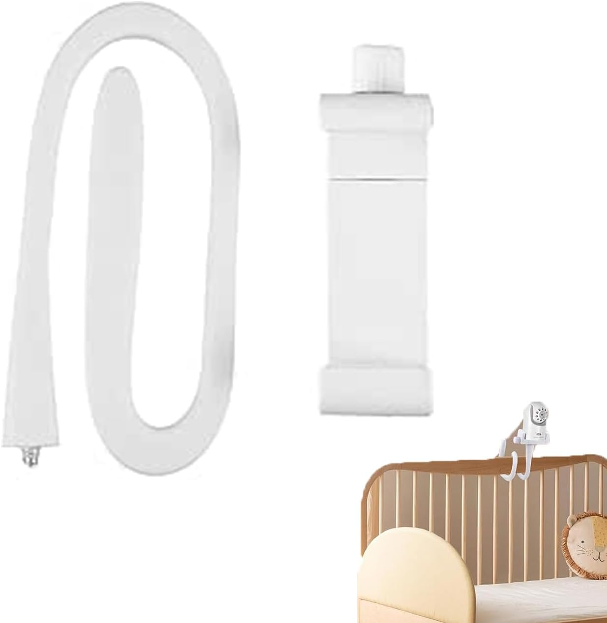 Roczential Baby Monitor Stand, 1 Pcs Baby Monitor Holder, Infant Monitor Mount Camera Shelf Compatible Withmost Other Monitors, Attaches to Crib Cot Shelves or Furniture (White) image number 1