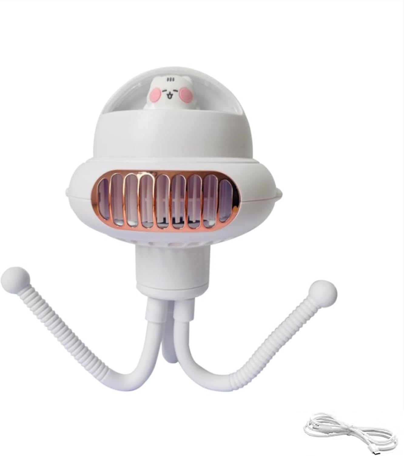 Cute Cat Portable Pram Fan, 4 Speed Baby Stroller Fan, 360&deg; Rotate,Flexible Tripod Fan with Night Light and Mosquito Repellent, 4000Mah Rechargeable Quiet Fan for Crib,Desk, Car Seat, Hand, Travel image number 2