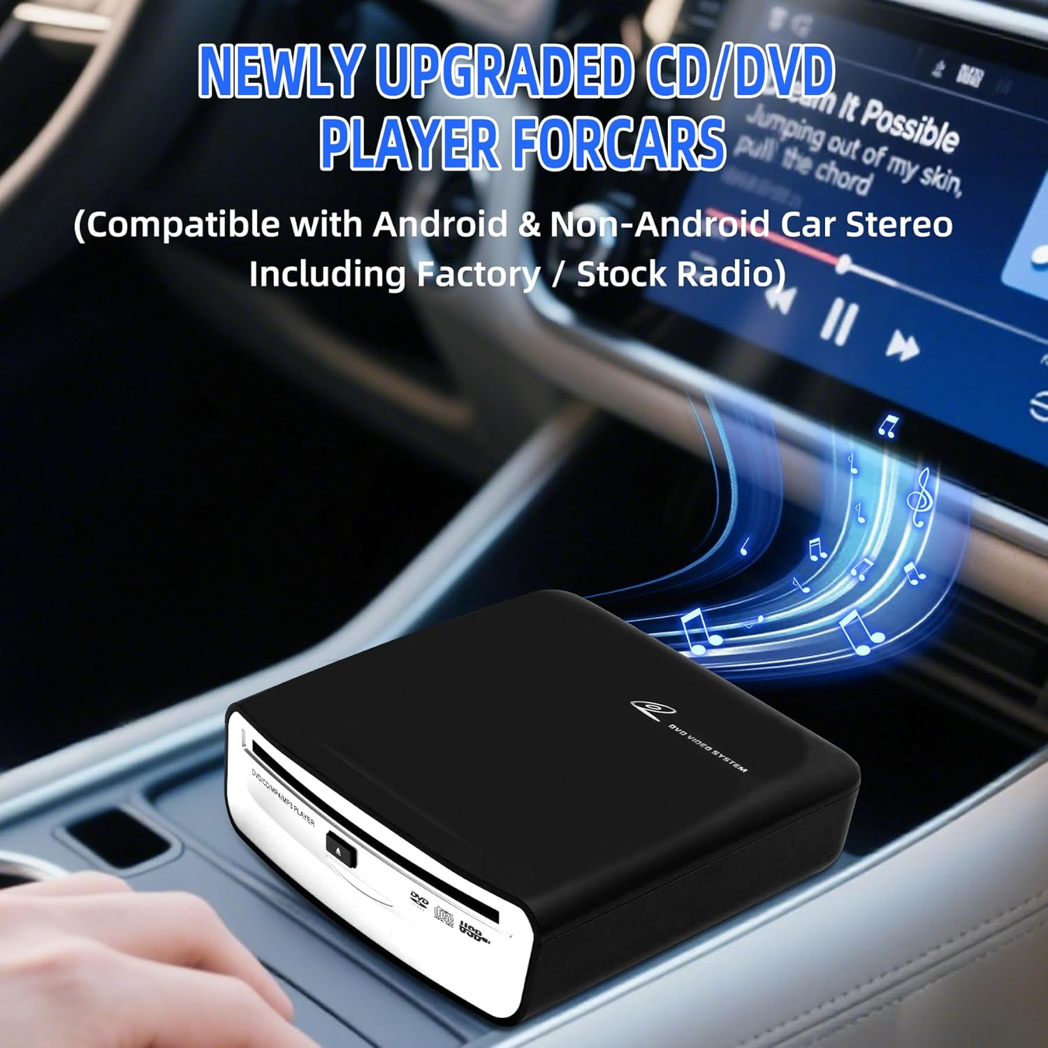 USB Portable External Universal CD Player for Car，Tv，Mac，Laptops，Desktops，Pc with Plug and Play USB Port AUX Port for Android 4.4 and above Navigation image number 6