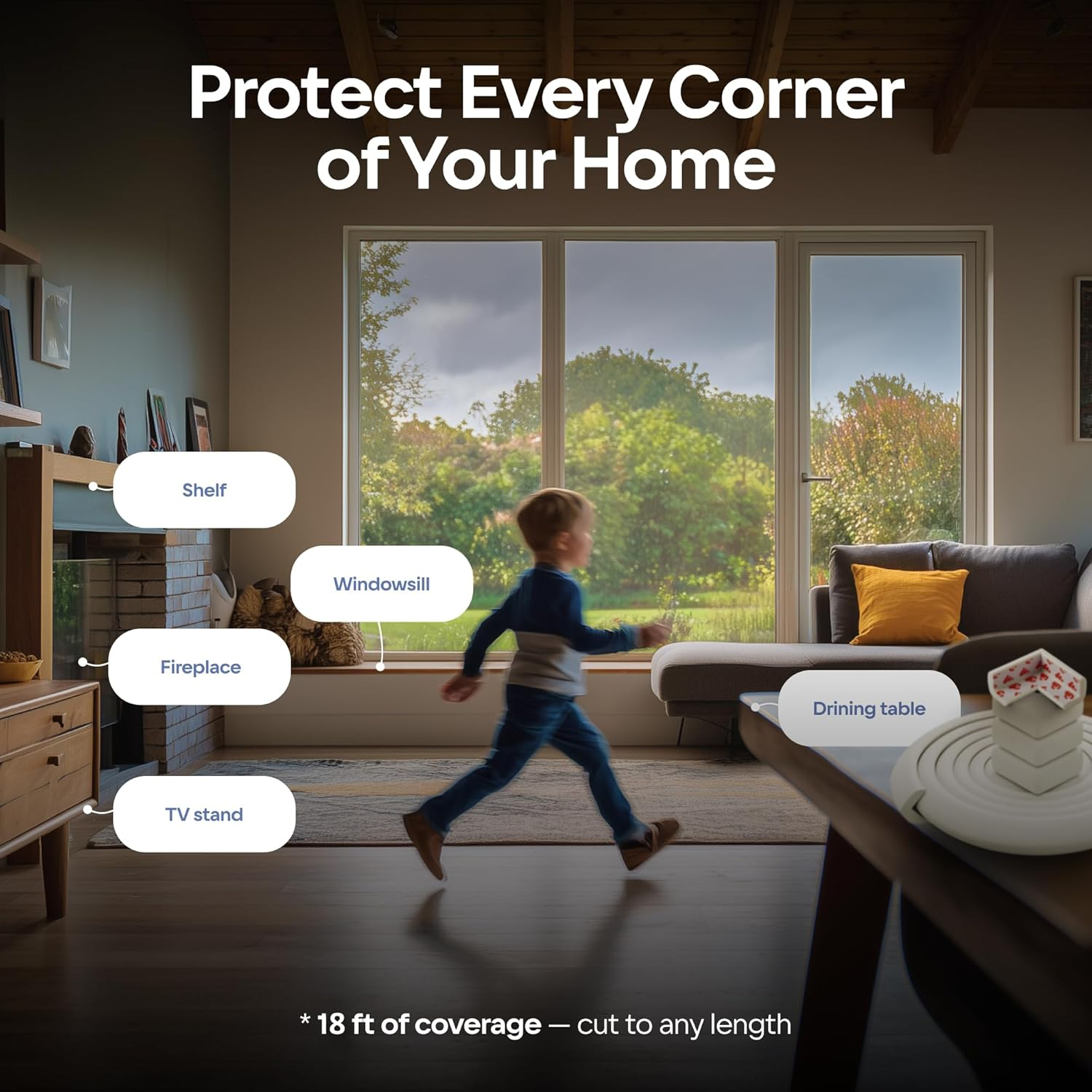 (Beige) - Furniture Edge and Corner Guards 6.2M Protective Foam Cushion 5.5M Bumper 8 Adhesive Childsafe Corners Baby Child Proofing Set Nontoxic and Safe for Table, Fireplace, Countertop White image number 5