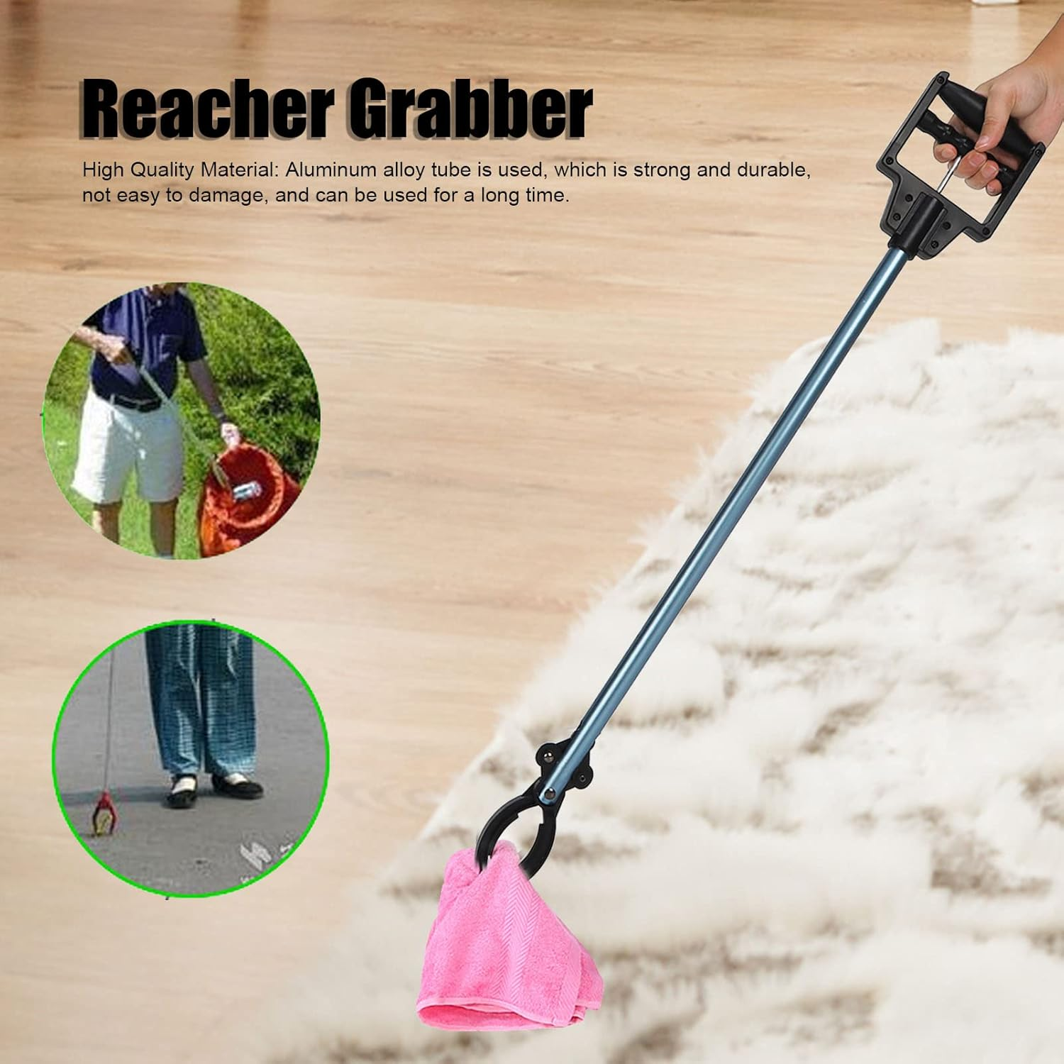 Portable Grabber Reacher Tool, Durable Aluminum Alloy Long Grabber Tool, Lightweight Trash Picker Stick, Garbage Reaching Assist Tool for Elderly, Factories, Hospitals