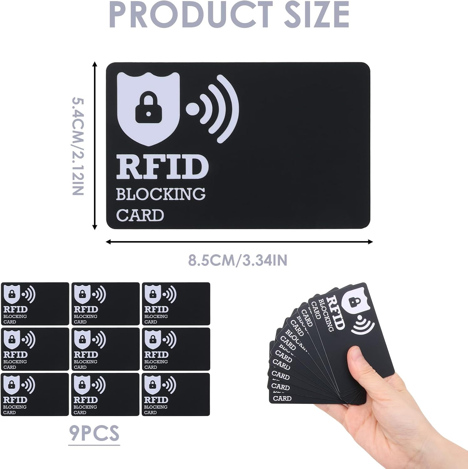 9 Pcs RFID Blocking Card - Premium Credit Card Protector for Secure Contactless NFC Protection, Blocks RFID Scanning for Debit Cards, Passports & ID, Perfectly in Wallets & Purses for Men & Women