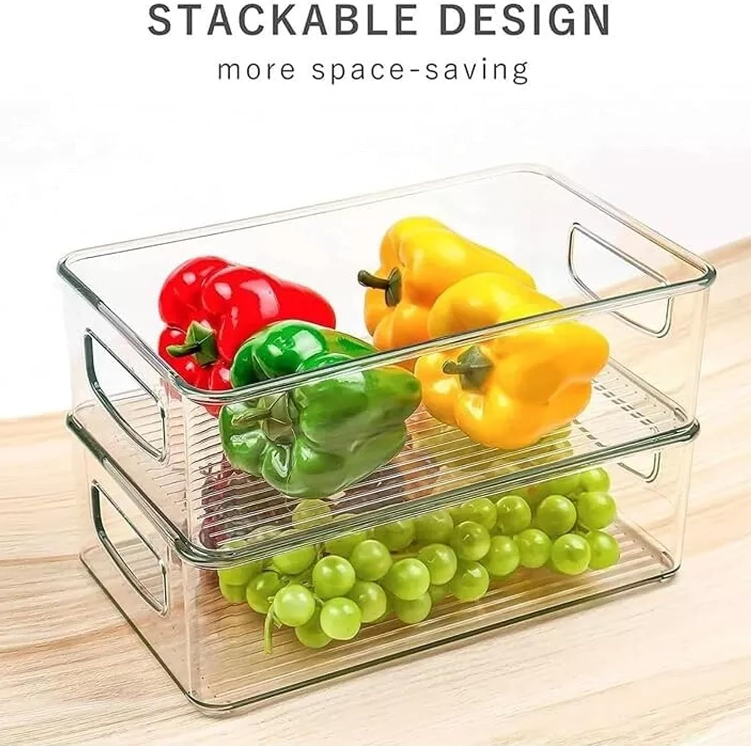 6 Pack Fridge Organiser, Stackable Storage Containers, Bpa-Free, Kitchen Storage & Organization, Clear Fridge Storage, for Food, Drinks, Vegetable image number 5