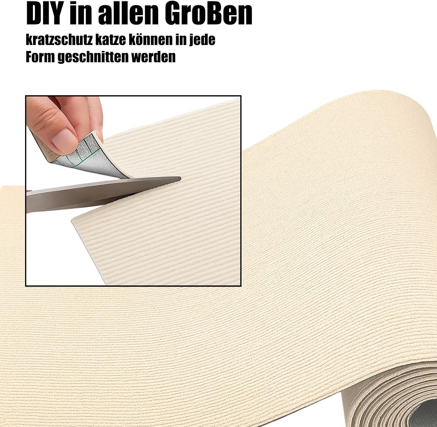 Pack of 1 Scratch Protection Sofa Cat, Self-Adhesive Scratching Mat for Furniture, Beige Cat Scratch Mat, DIY Scratch Protection for Couch and Wall image number 6