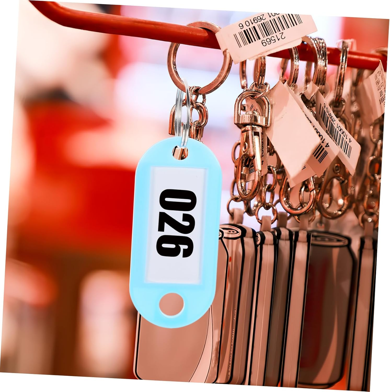 COSMEVIVI 50Pcs Keychain Tag Key Labels Multi-Use Luggage Tags Keychain Luggage Split Ring Key Identifiers Portable Labels Compact image number 5