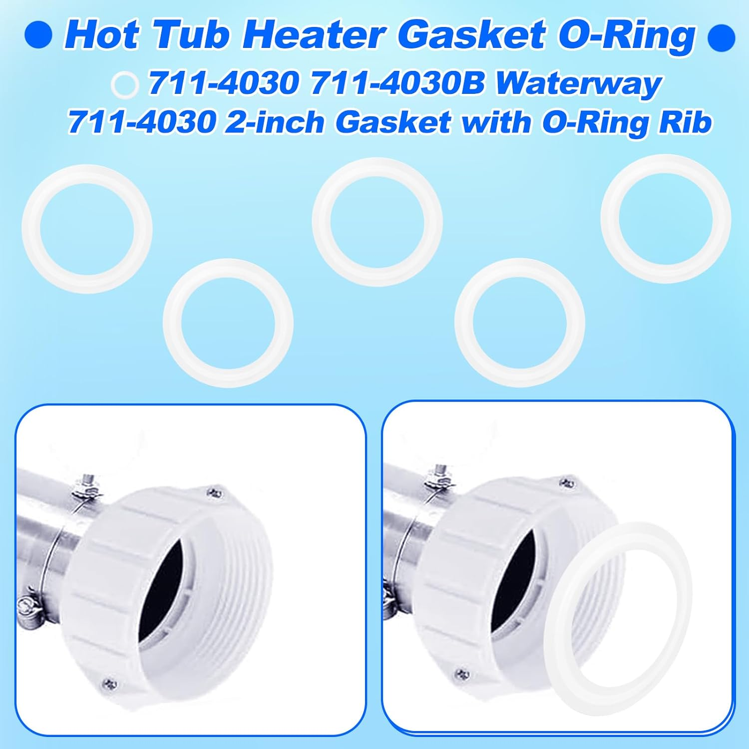 5Pcs 2In Spa Hot Tub Heater Gasket, Silicone O-Ring 711-4030B Compatible with Gecko Hydro Quip for Hot Tub Pump Leak-Proof & Heater Joint Seals image number 6