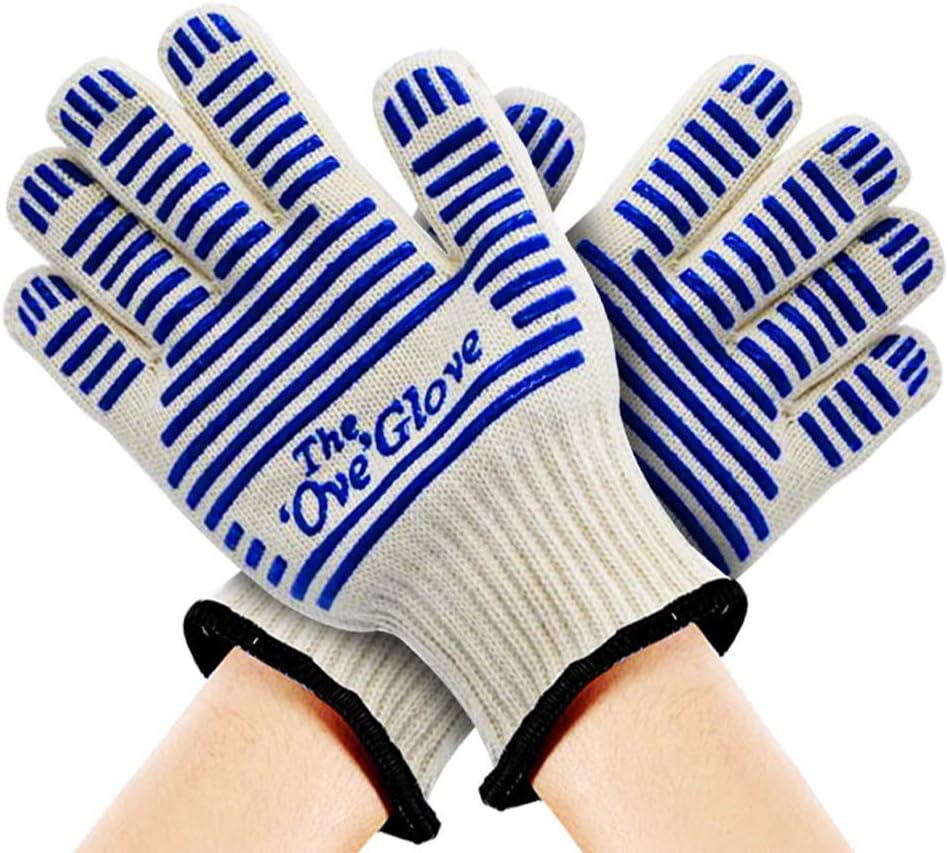 SACALA Heat Resistant Oven Gloves, a Pair of Non-Slip Kitchen Heavy Duty Microwave Roaster Gloves, Hot Surface Handler Silicone Shell Extreme Heat Proof Gloves for Baking Cooking Grill BBQ