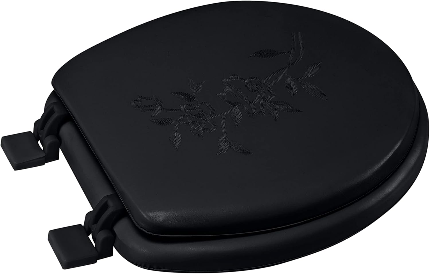 Bath Bliss Extra Soft Standard round Black Toilet Seat Lid - Blue image number 6