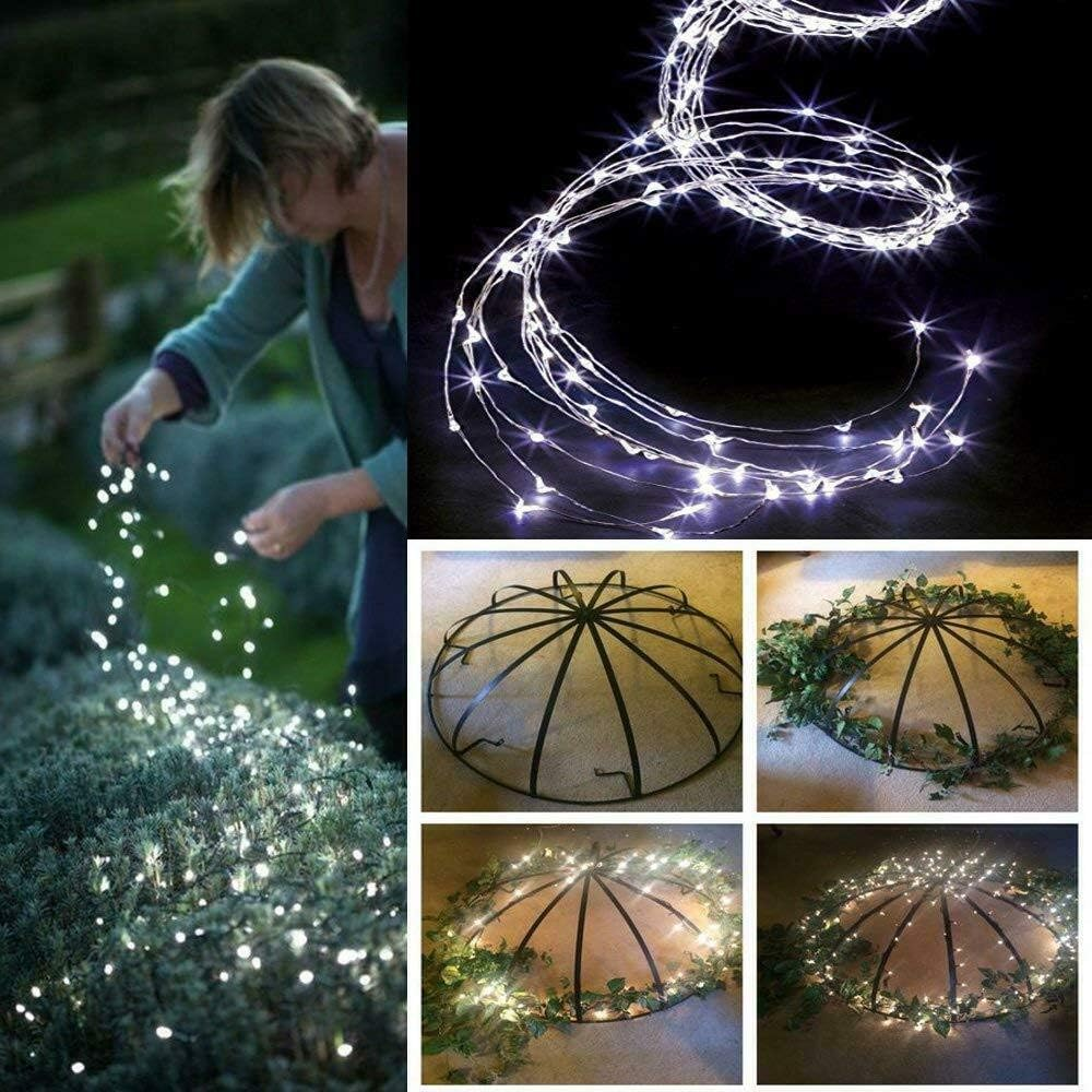 Outdoor LED Solar Lights String Waterfall Fairy Icicle Lights Party Garden Decoration Outdoor String Light (2M 10 Strands 200Led)
