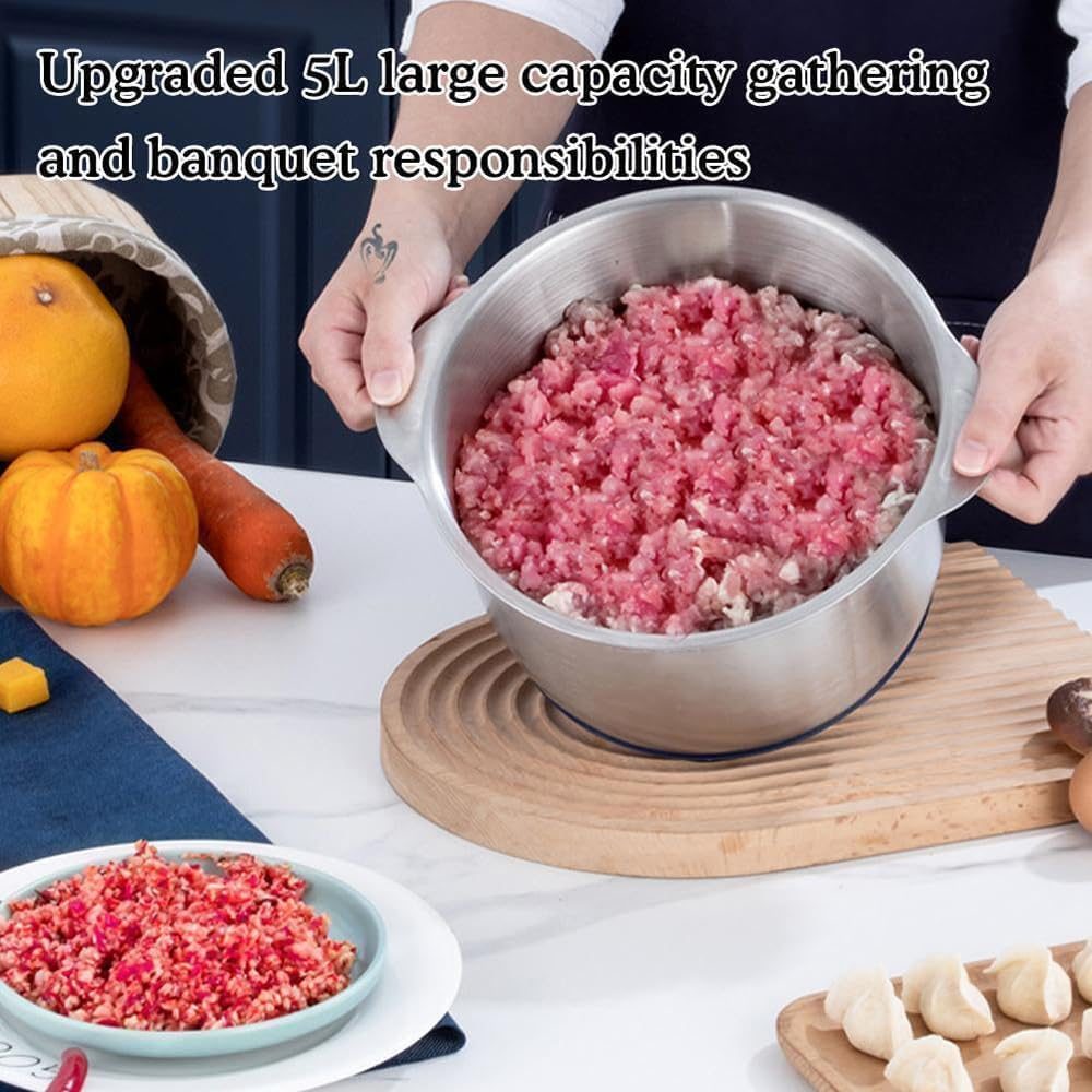 Electric Meat Grinder, 5L Food Processor Stainless Steel Meat Chopper 5-Speed with Stainless Steel 6 Blades Grinder for Kitchen Vegetable Meat Baby Food Fruits image number 2