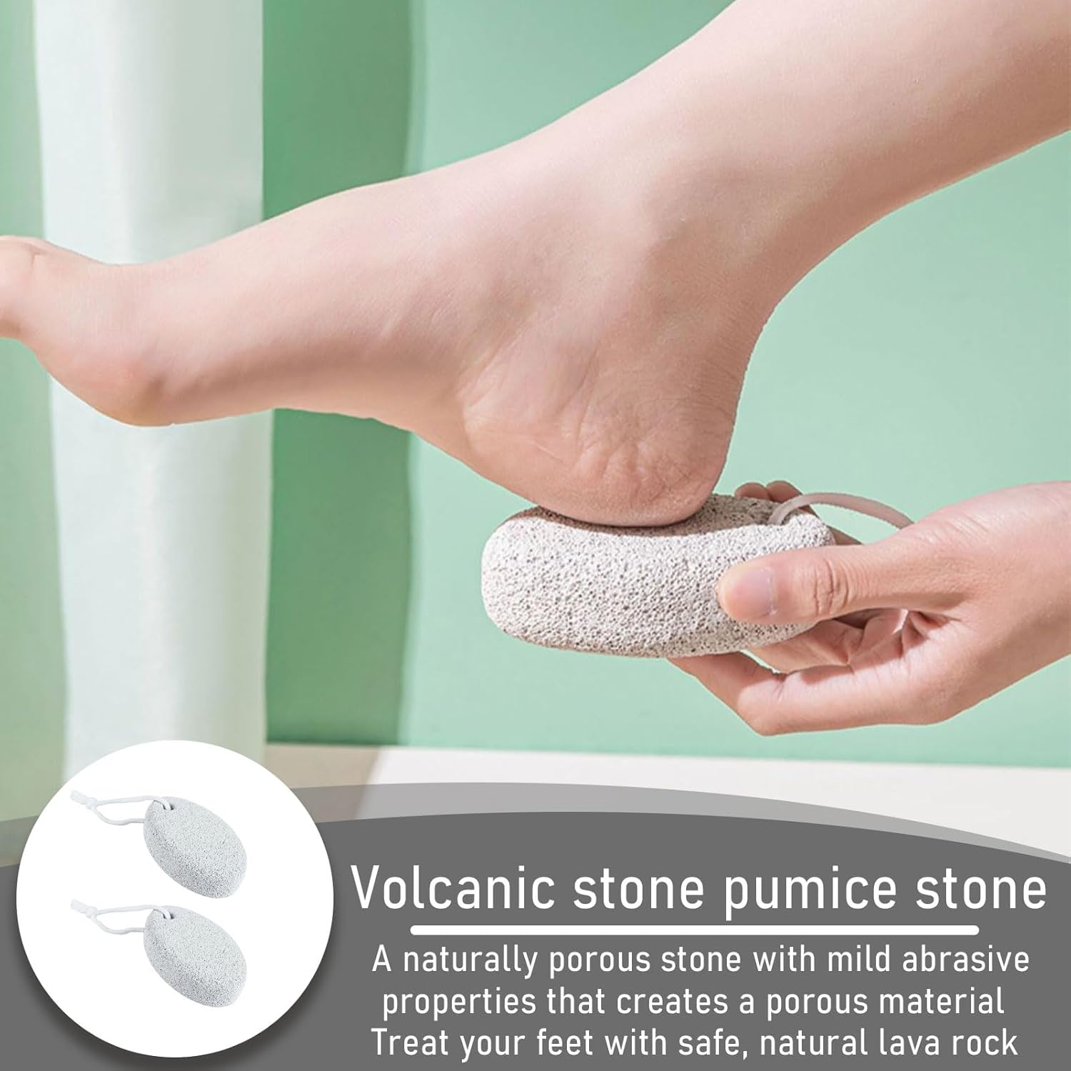 Pumice Stone Foot Care, Pumice Stone Callus Remover, Callus Removal, Pumice Stone, Foot Care, Lava Pedicure Tools, Natural Pumice Stone for Calluses and Hardening Removal for Feet and Hands, Pack of 2 image number 2