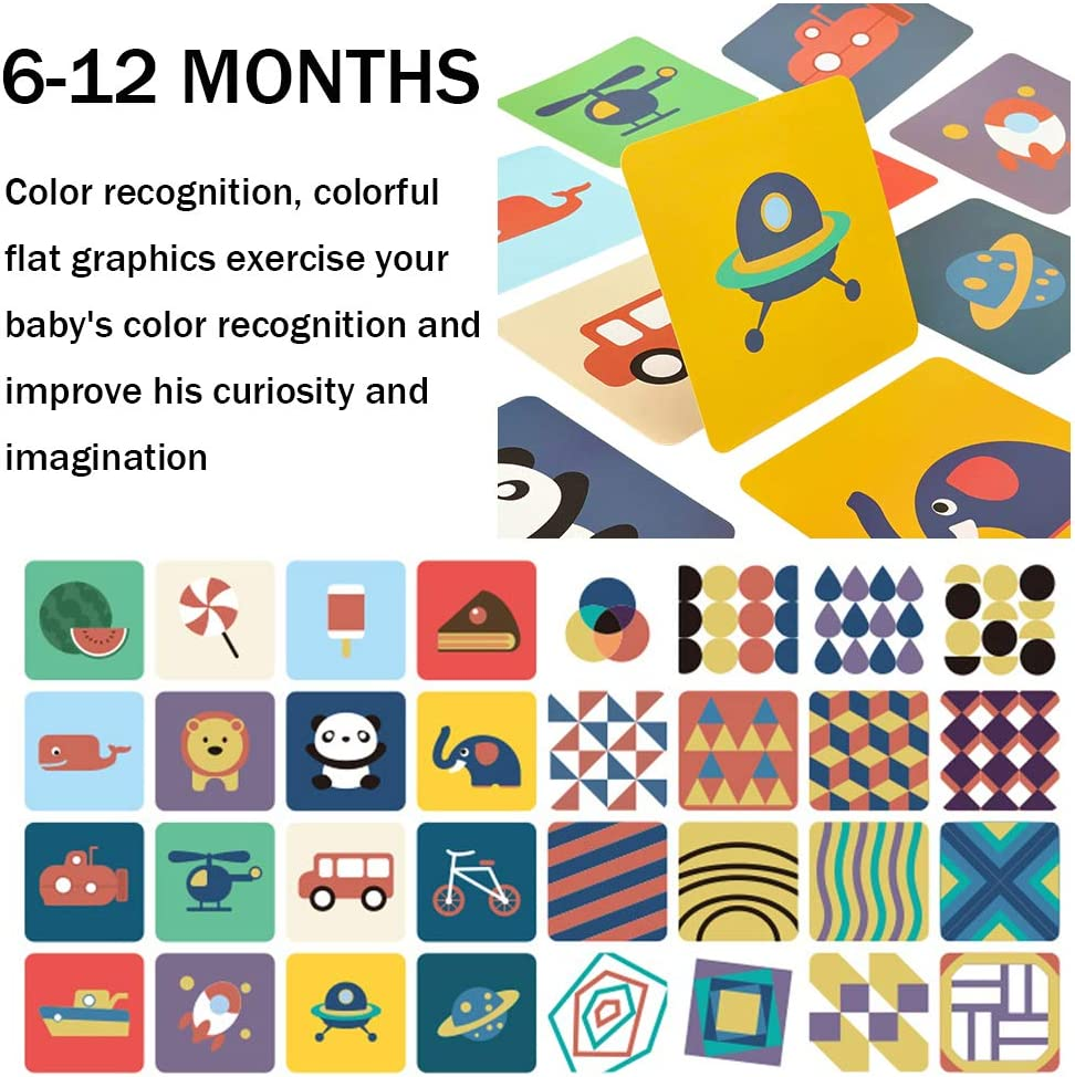 Barwa Flash Cards for Infants - 64 Cards, 128 Pictures, High Contrast Educational Toy for 0-3 Months, Colorful Cards for 3-12 Months image number 1