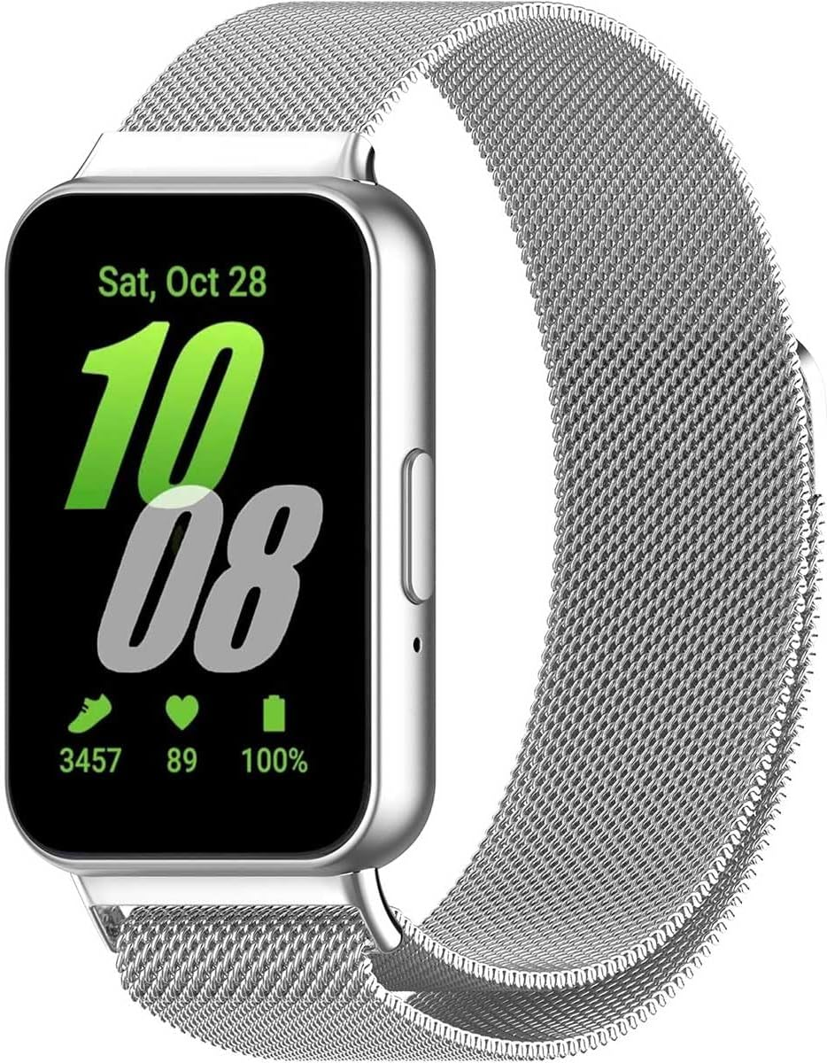 T Tersely Mesh Metal Band for Samsung Galaxy Fit 3, Stainless Steel Strap for Women Men