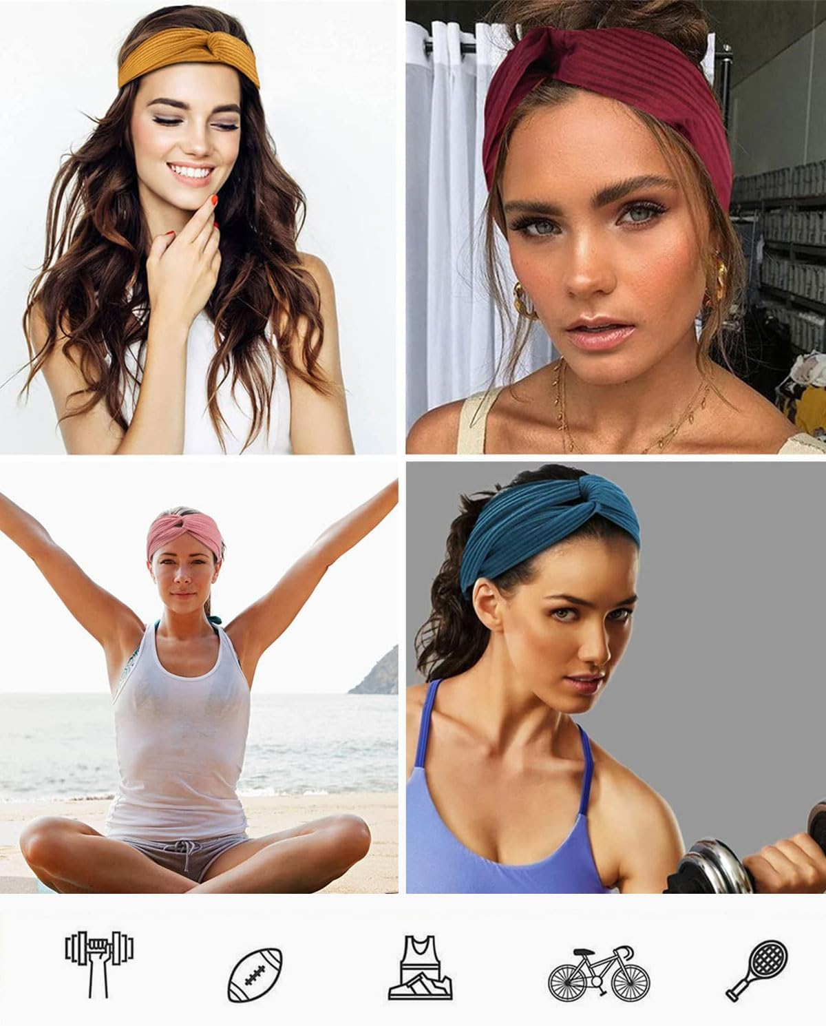 KGDUYC 5-Pack Women'S Retro Knot Hair Bands image number 4