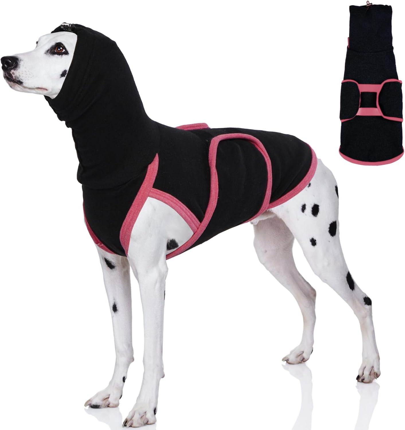 Iecoii Dog Anxiety Jacket Calming Shirt, Calming Vest with Dog Ear Muffs, Noise Protection Winter Pet Coat, Thundershirt for Dogs, Lightweight Stretchy Turtleneck Dogs T-Shirts