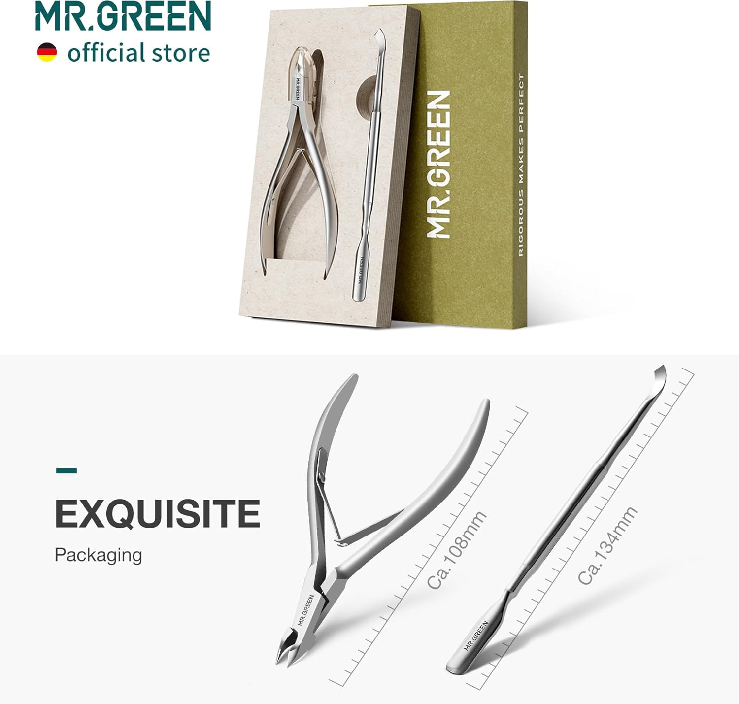 MR.GREEN Cuticle Nippers Nail Manicure Scissors Cuticle Clippers Trimmer Dead Skin Remover Stainless Steel Cutters Beauty Tool with Pusher (Mr-1028+Pusher) image number 2