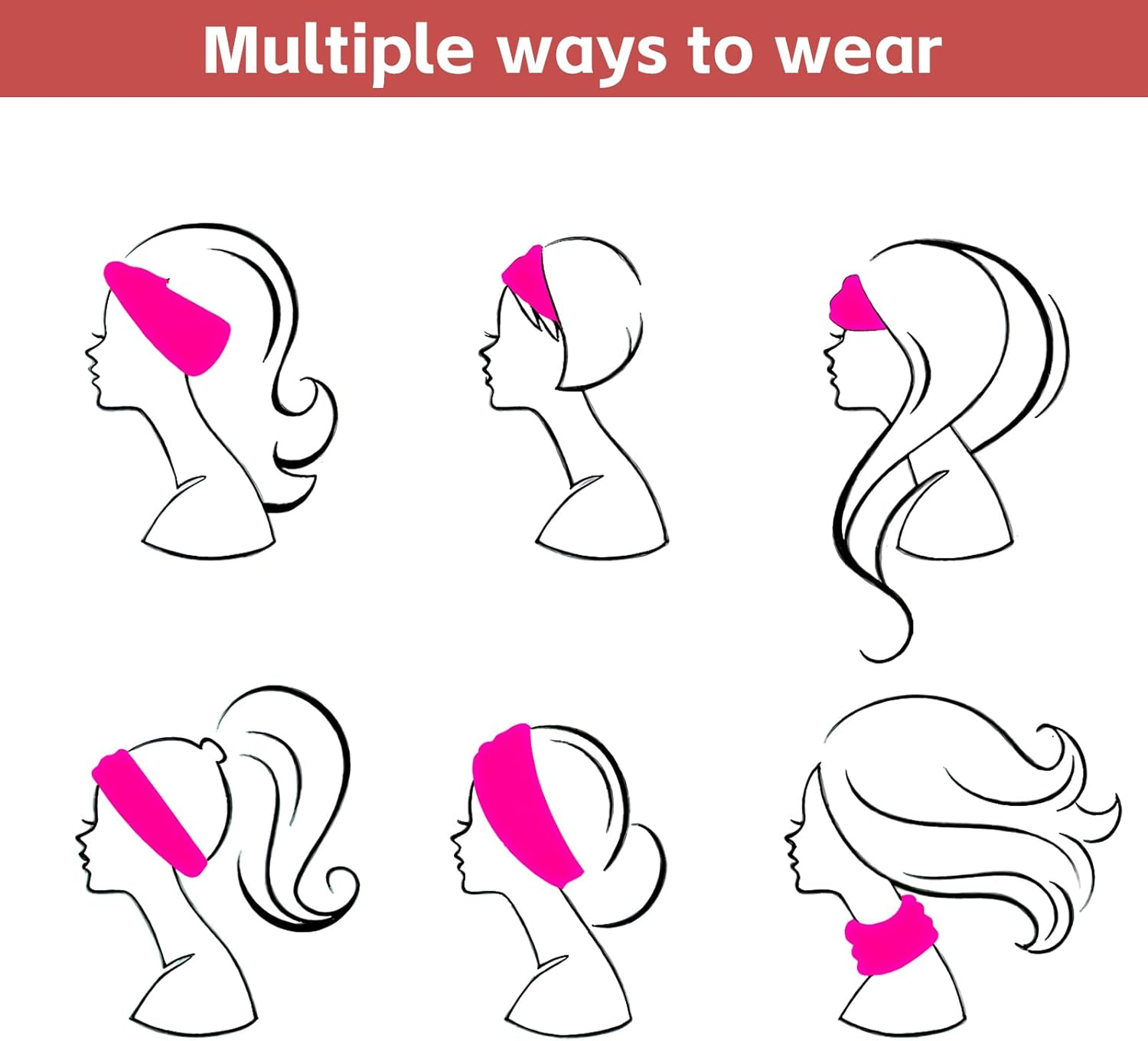 HENGBIRD Pack of 6 Women'S Hair Bands, Headband, Women'S Sports, Headscarf, Bandana, Hair Bandana, Hair Bandans, Not Easy to Deform, Tie Dye Cotton, Non-Slip, Lightweight Hair Bands for Fit Workout image number 1