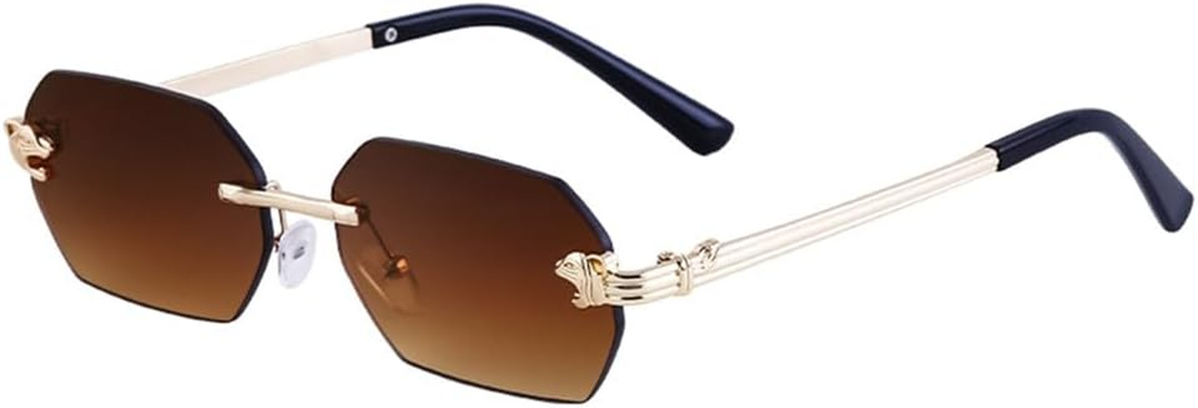 Small Rectangle Rimless Sunglasses Men Women Sun Glasses for Male Vintage Frameless Eyewear Shades UV400